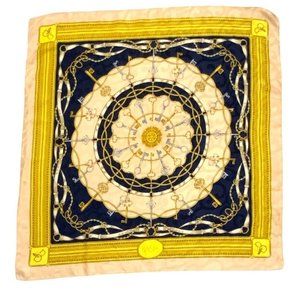 BASILE Gold Key Silk Scarf 34”/ 33" GC